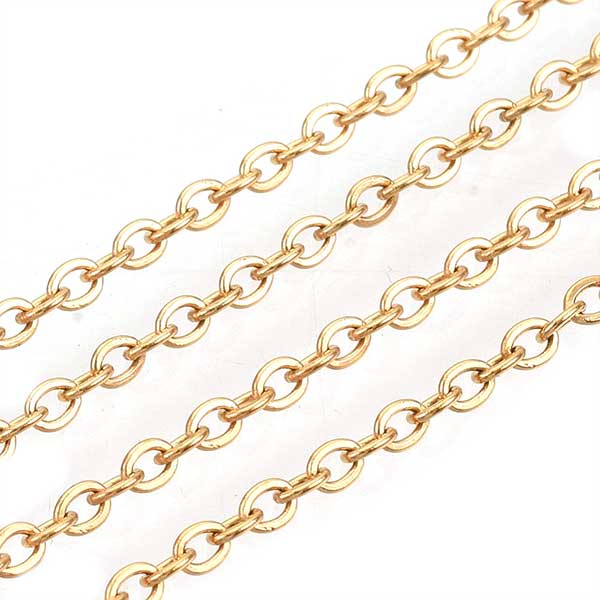 Chain Cable Surgical Stainless Steel 3x2x0.5mm - 5 Metres - Gold Plated