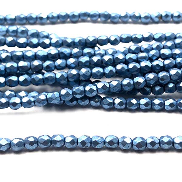 Czech Faceted Round Firepolished Glass Beads 3mm (50) ColorTrends: Sueded Gold Provence