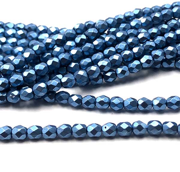 Czech Faceted Round Firepolished Glass Beads 4mm (50) ColorTrends: Sueded Gold Provence