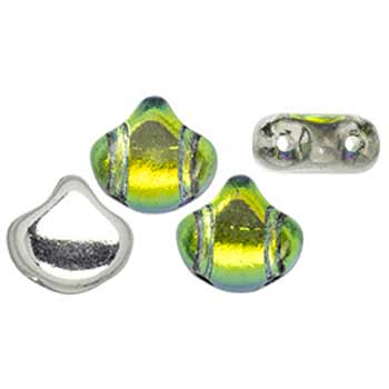 Matubo Ginkgo Leaf Bead 2-Hole Tube 7.5mm Backlit - Uranium PB399-87-S11C29801