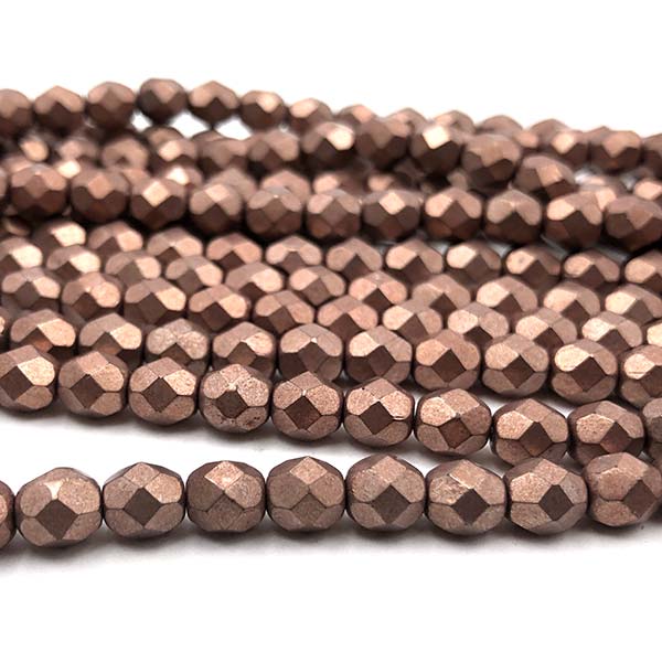 Czech Faceted Round Firepolished Glass Beads 6mm (25) ColorTrends: Saturated Metallic Autumn Maple