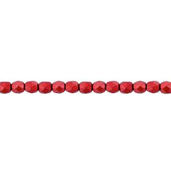 Czech Faceted Round Firepolished Glass Beads 4mm (50) ColorTrends: Saturated Metallic Cherry Tomato