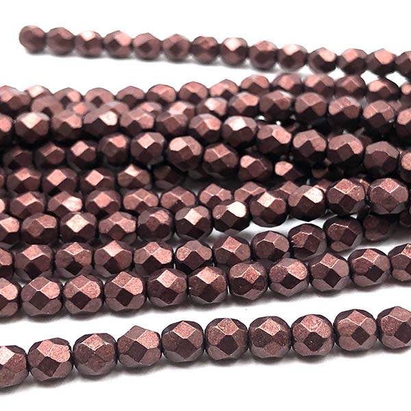 Czech Faceted Round Firepolished Glass Beads 6mm (25) ColorTrends: Saturated Metallic Chicory Coffee