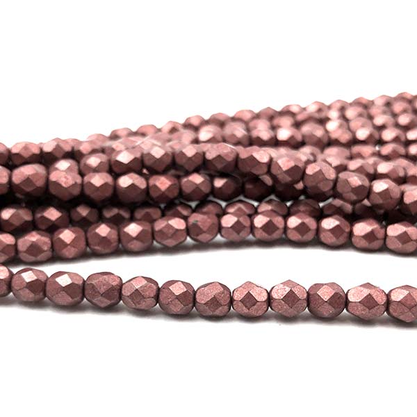 Czech Faceted Round Firepolished Glass Beads 6mm (25) ColorTrends: Saturated Metallic Grenadine