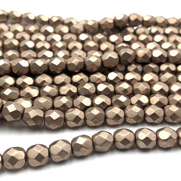 Czech Faceted Round Firepolished Glass Beads 6mm (25) ColorTrends: Saturated Metallic Hazelnut
