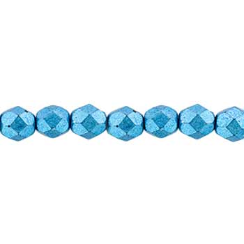 Czech Faceted Round Firepolished Glass Beads 6mm (25) ColorTrends: Saturated Metallic Little Boy Blue