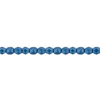 Czech Faceted Round Firepolished Glass Beads 4mm (50) ColorTrends: Saturated Metallic Little Boy Blue