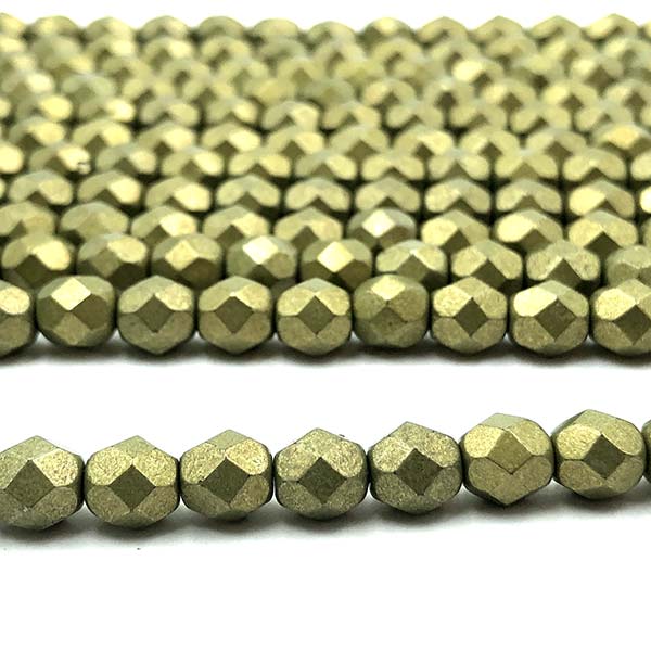 Czech Faceted Round Firepolished Glass Beads 6mm (25) ColorTrends: Saturated Metallic Meadowlark