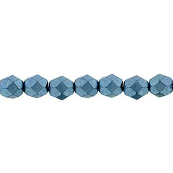 Czech Faceted Round Firepolished Glass Beads 6mm (25) ColorTrends: Saturated Metallic Neutral Gray