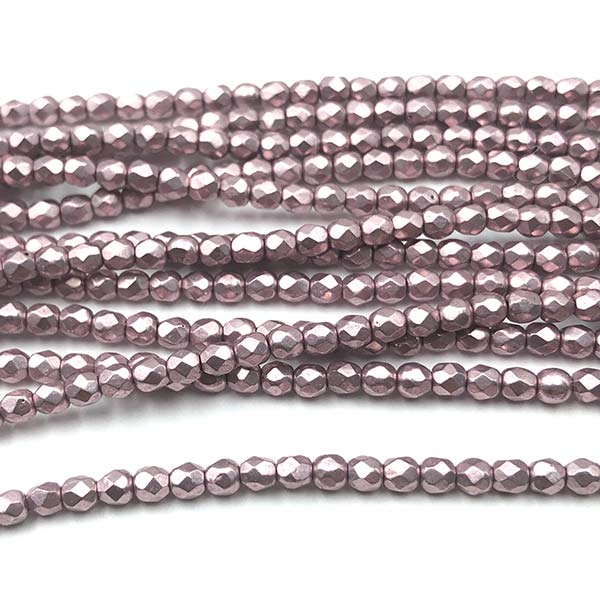 Czech Faceted Round Firepolished Glass Beads 3mm (50) ColorTrends: Sueded Gold Blackened Pearl