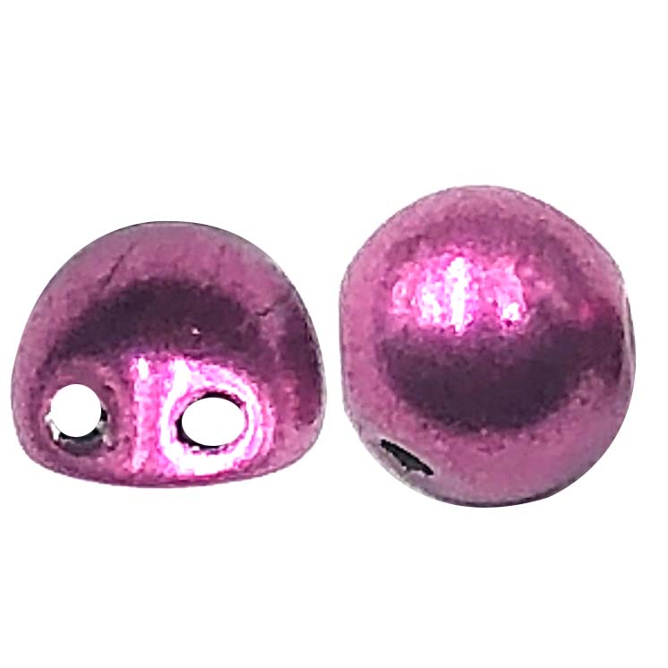 Cabochon Bead CzechMates 2-Hole 7mm ColorTrends: Sueded Gold Fuchsia Red