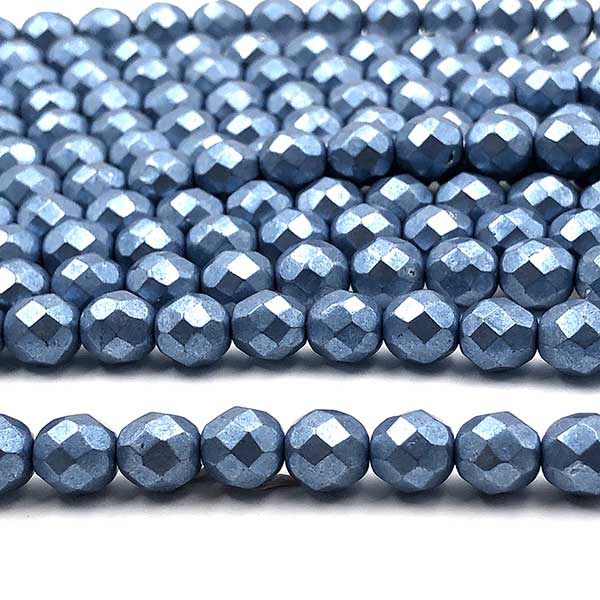 Czech Faceted Round Firepolished Glass Beads 8mm (25) ColorTrends: Sueded Gold Provence