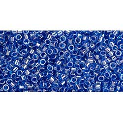 Japanese Toho Seed Beads Tube Treasure #1 11/0 Cylinder Dk Blue-Lined Lt Sapphire