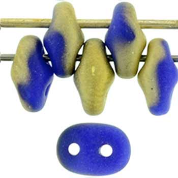 Matubo SuperDuo Seed Bead 2-Hole 5x2mm - Tube - Fool's Gold - Opaque Blue 364-25-FG33050