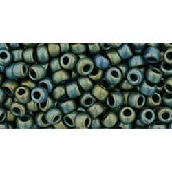 Japanese Toho Seed Beads Tube Round 8/0 Frosted Metallic Iris - Green/Brown TR-08-84F