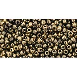 Japanese Toho Seed Beads Tube Round 11/0 Gilded Marble Black TR-11-1706