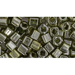 Japanese Toho Seed Beads 4mm Cube Gold-Lustered Green Tea TC-04-457