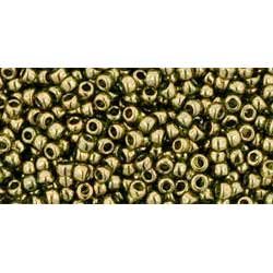 Japanese Toho Seed Beads Tube Round 11/0 Gold-Lustered Prairie Green