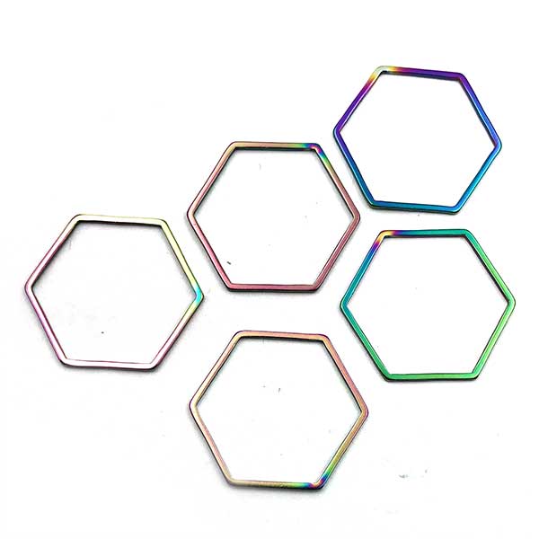 Stainless Steel Beadable Frame Hexagon 20x23mm (5) Multi-Coloured