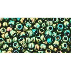 Japanese Toho Seed Beads Tube Round 8/0 Higher-Metallic Iris - Green TR-08-507