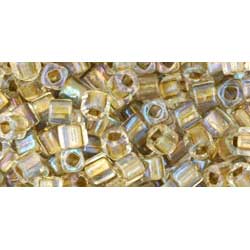 Japanese Toho Seed Beads 3mm Cube Inside-Color Crystal/Gold-Lined TC-03-262