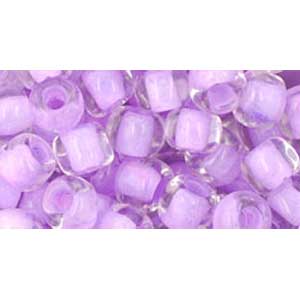 Japanese Toho Seed Beads Tube Round 3/0 Inside-Color Crystal/Lilac-Lined TR-03-943
