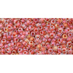 Japanese Toho Seed Beads Tube Round 11/0 Inside-Color Luster Crystal/Terra Cotta-Lined TR-11-186