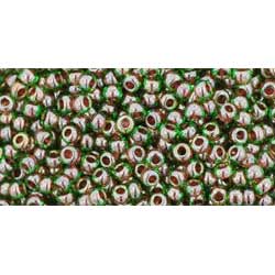 Japanese Toho Seed Beads Tube Round 11/0 Inside-Color Peridot/Fuchsia-Lined TR-11-250