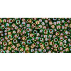 Japanese Toho Seed Beads Tube Round 11/0 Inside-Color Peridot/Oxblood-Lined TR-11-247