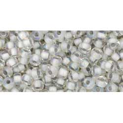 Japanese Toho Seed Beads Tube Round 8/0 Inside-Color Rainbow Crystal/Gray-Lined TR-08-261