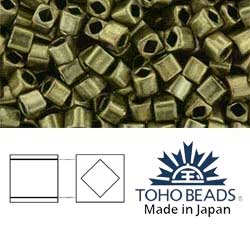 Japanese Toho Seed Beads 3mm Cube Bronze Antique Gold TC-03-225