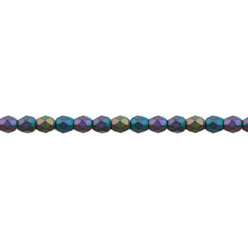 Czech Faceted Round Firepolished Glass Beads 3mm (50) Matte - Iris - Purple