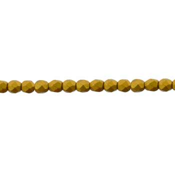 Czech Faceted Round Firepolished Glass Beads 3mm (50) Matte - Metallic Antique Gold