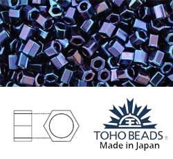 Japanese Toho Seed Beads Tube Hex 8/0 Metallic Cosmos TH-08-88