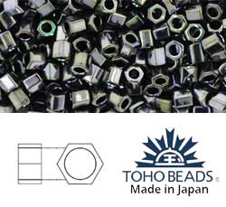 Japanese Toho Seed Beads Tube Hex 8/0 Metallic Moss TH-08-89