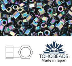 Japanese Toho Seed Beads Tube Hex 8/0 Metallic Rainbow Iris TH-08-86