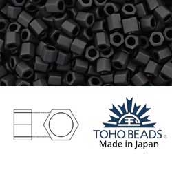 Japanese Toho Seed Beads Tube Hex 8/0 Opaque-Frosted Jet TH-08-49F