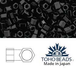 Japanese Toho Seed Beads Tube Hex 8/0 Opaque Jet TH-08-49