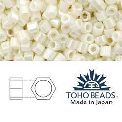 Japanese Toho Seed Beads Tube Hex 8/0 Opaque-Lustered Navajo White TH-08-122 