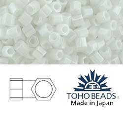Japanese Toho Seed Beads Tube Hex 8/0 Opaque-Lustered White TH-08-121