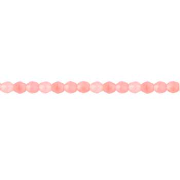 Czech Faceted Round Firepolished Glass Beads 4mm (50) HurriCane Glass - Crystal/Opaque Pink