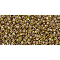 Japanese Toho Seed Beads Tube Treasure #1 11/0 Cylinder Orange-Lined Lt Peridot