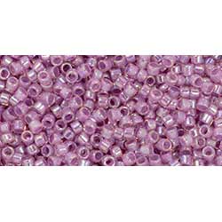 Japanese Toho Seed Beads Tube Treasure #1 11/0 Cylinder Pink-Lined Rosaline Rainbow