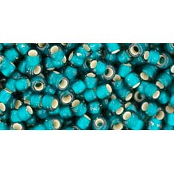 Japanese Toho Seed Beads Tube Round 8/0 Silver-Lined Frosted Teal TR-08-27BDF