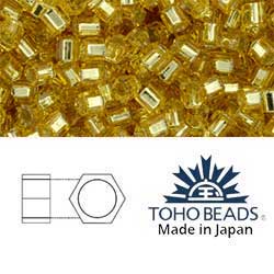 Japanese Toho Seed Beads Tube Hex 8/0 Silver-Lined Lt Topaz TH-08-22
