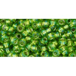 Japanese Toho Seed Beads Tube Round 8/0 Silver-Lined Rainbow Lime Green TR-08-2024