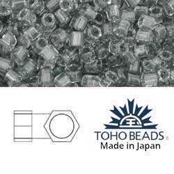 Japanese Toho Seed Beads Tube Hex 8/0 Transparent Black Diamond TH-08-9