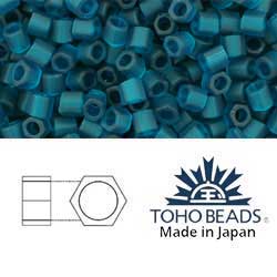 Japanese Toho Seed Beads Tube Hex 8/0 Transparent Frosted Teal TH-08-7BDF