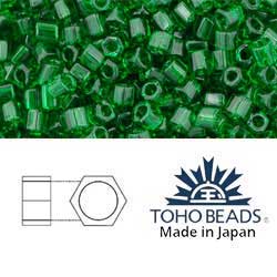 Japanese Toho Seed Beads Tube Hex 8/0 Transparent Grass TH-08-7B