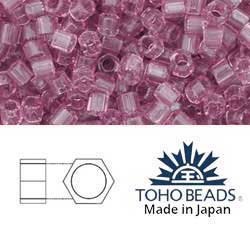 Japanese Toho Seed Beads Tube Hex 8/0 Transparent Lt Amethyst TH-08-6